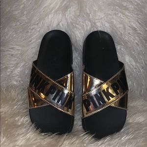Victoria Secret Pink Gold Slides